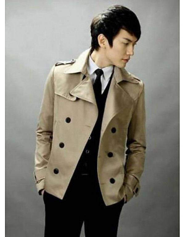Men's Casual/Daily Simple Trench Coat,Solid Shirt ...