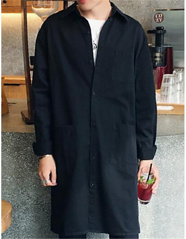 Men's Lapel Solid Casual Trench Coat(More Colors)