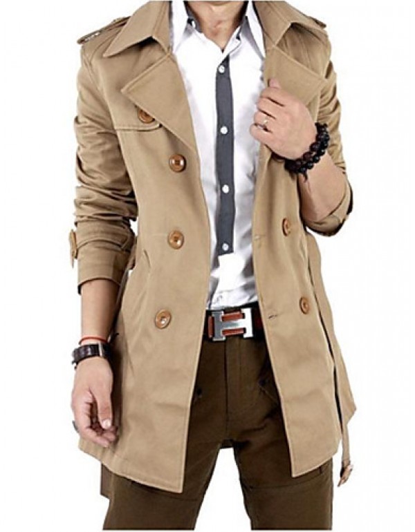 Men Autumn Trench Coat Men Double Breasted Trench ...