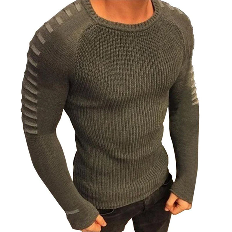 Men's Casual Round Neck Slim Fit Long Sleeve Knit Sweater