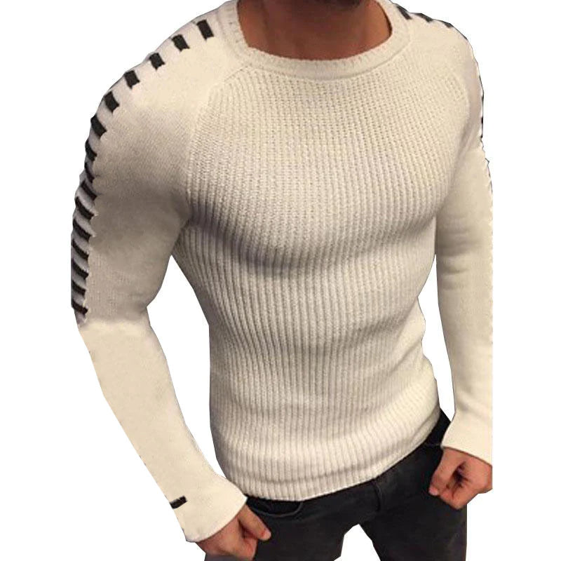 Men's Casual Round Neck Slim Fit Long Sleeve Knit Sweater