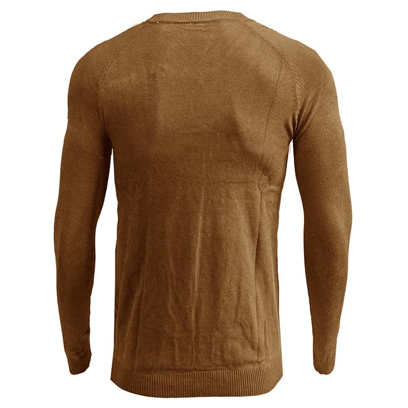 Men's V-neck Solid Color Long-sleeved Bottoming Sweater