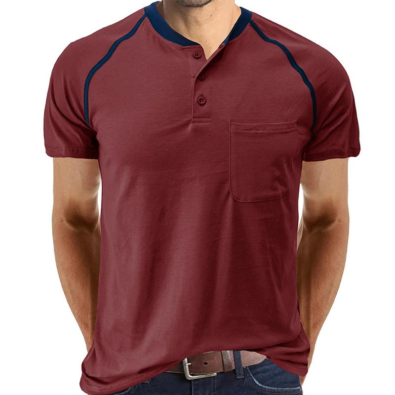 Men's Solid Color Raglan Short Sleeve T-Shirt