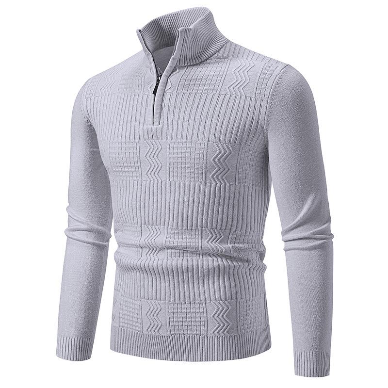 Men's Casual Warm Slim Fit Stand Collar Pullover Sweater