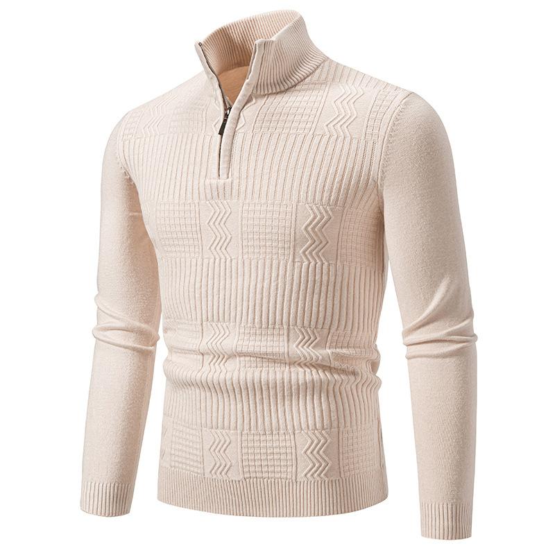 Men's Casual Warm Slim Fit Stand Collar Pullover Sweater