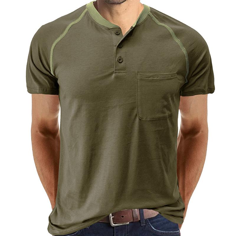 Men's Solid Color Raglan Short Sleeve T-Shirt