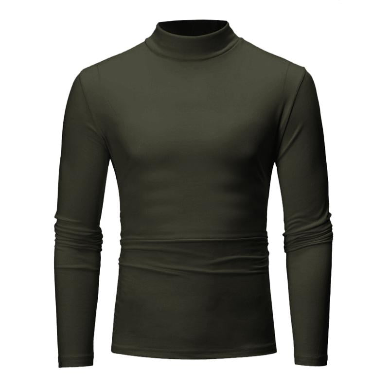 Men's Solid Color Half Turtle Neck Long Sleeve T-Shirt