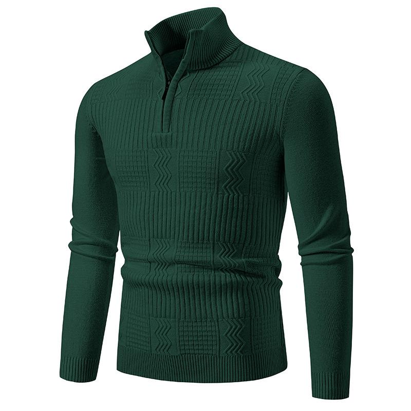 Men's Casual Warm Slim Fit Stand Collar Pullover Sweater