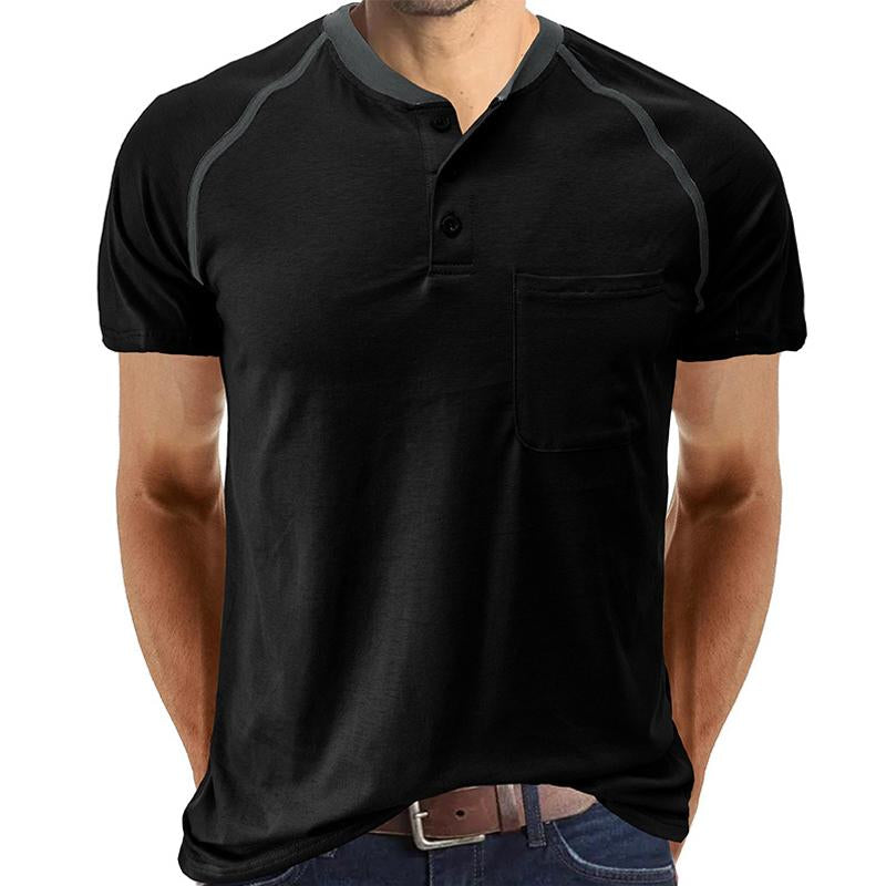 Men's Solid Color Raglan Short Sleeve T-Shirt
