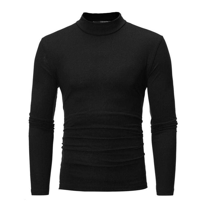 Men's Solid Color Half Turtle Neck Long Sleeve T-Shirt
