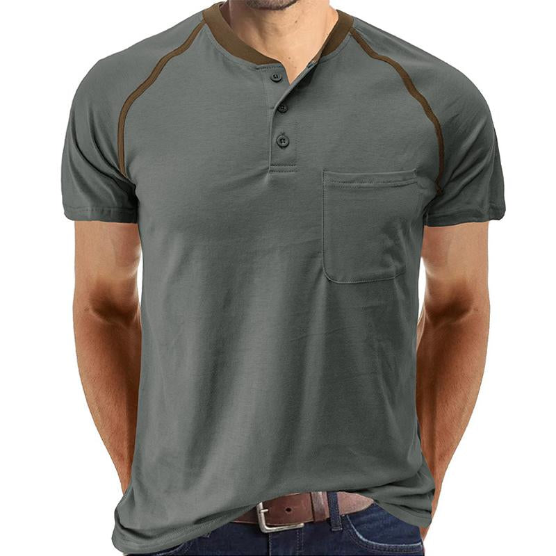 Men's Solid Color Raglan Short Sleeve T-Shirt