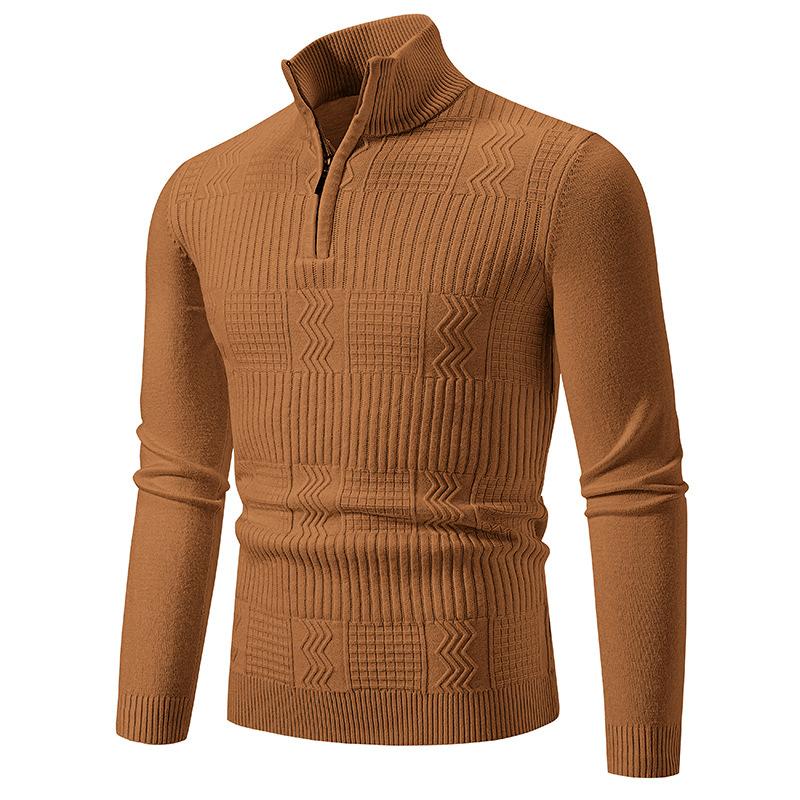 Men's Casual Warm Slim Fit Stand Collar Pullover Sweater