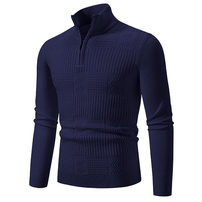 Men's Casual Warm Slim Fit Stand Collar Pullover Sweater