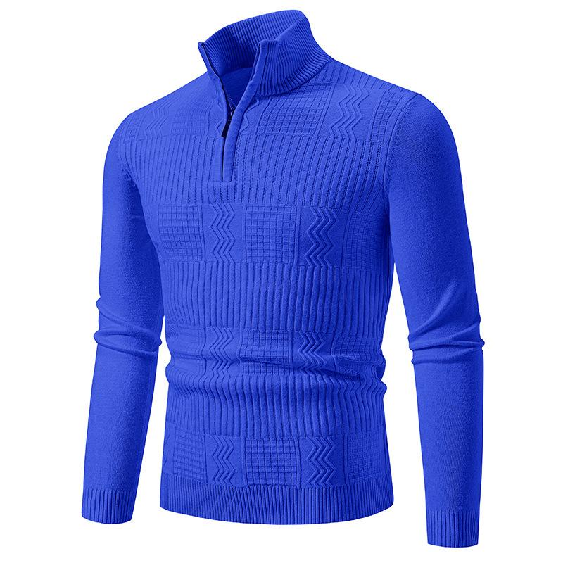 Men's Casual Warm Slim Fit Stand Collar Pullover Sweater