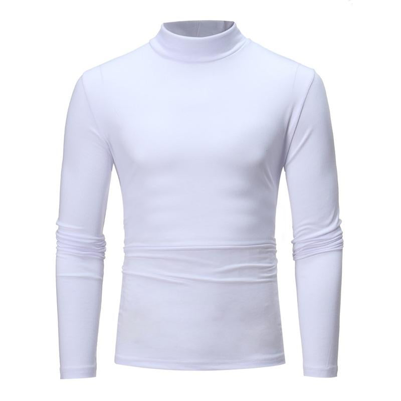 Men's Solid Color Half Turtle Neck Long Sleeve T-Shirt