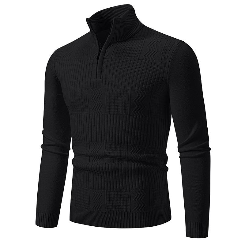 Men's Casual Warm Slim Fit Stand Collar Pullover Sweater