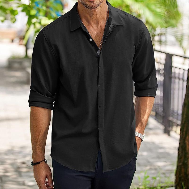 Men's Solid Loose Lapel Half Sleeve Casual Shirt