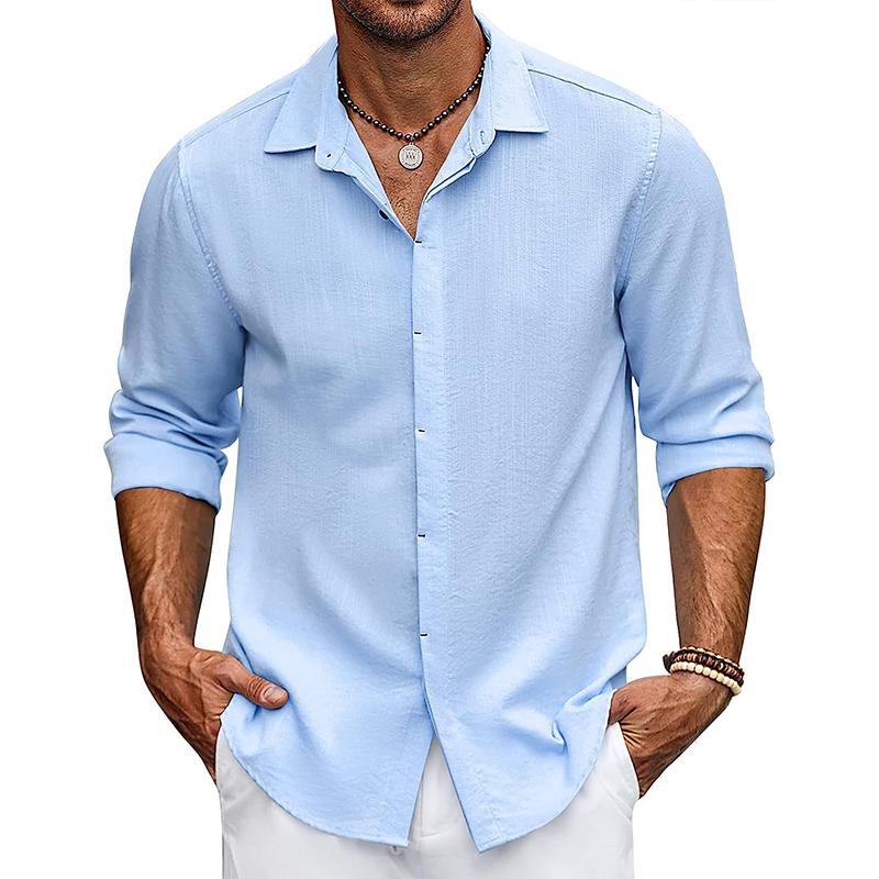 Men's Solid Loose Lapel Half Sleeve Casual Shirt