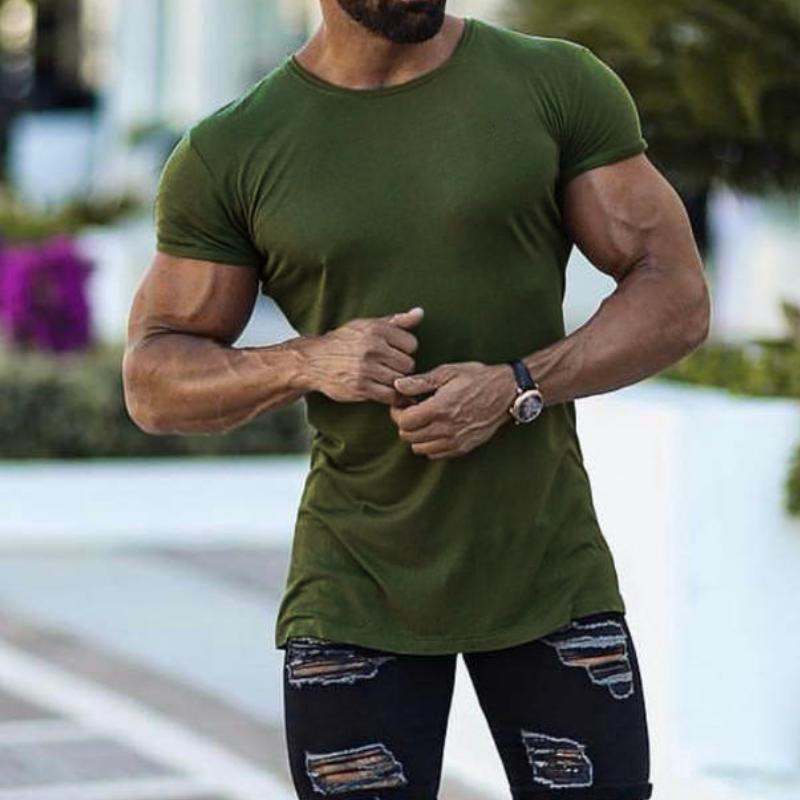 Men's Casual Solid Color Round Neck T-Shirt