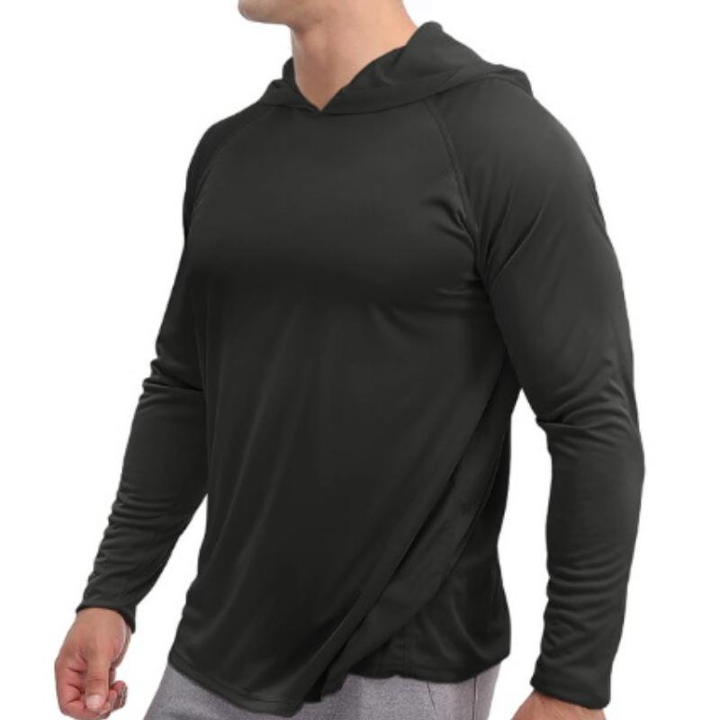 Men's Retro Casual Solid Color Hooded Long Sleeve T-Shirt