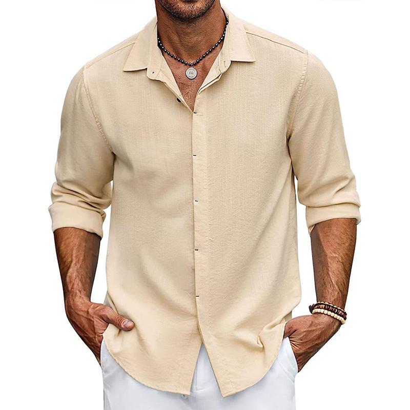 Men's Solid Loose Lapel Half Sleeve Casual Shirt