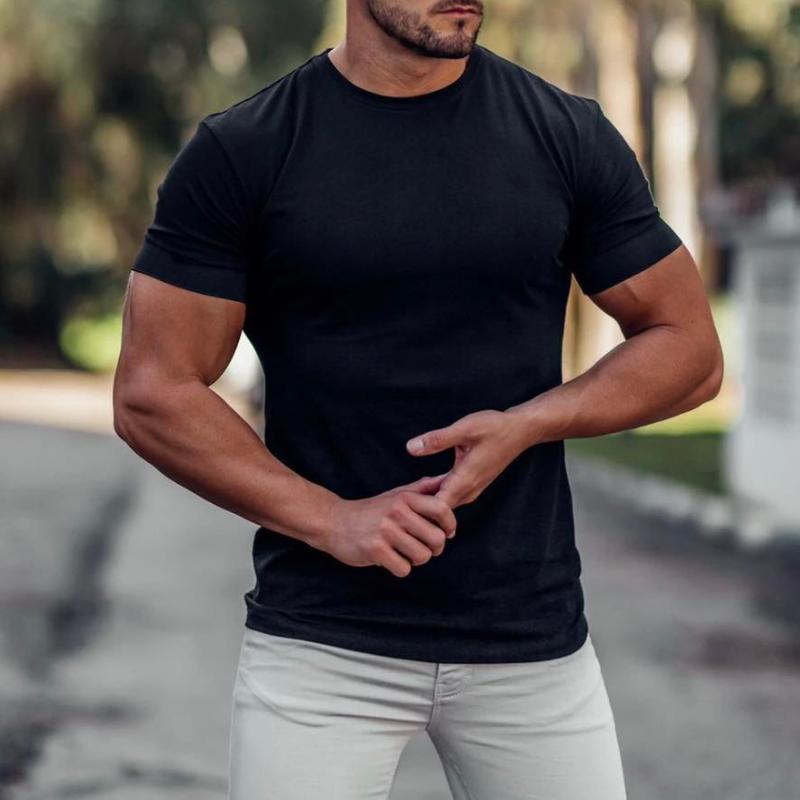 Men's Casual Solid Color Round Neck T-Shirt