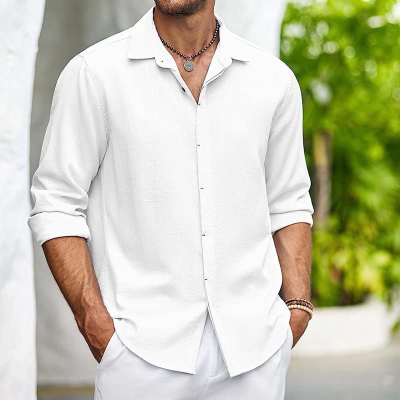 Men's Solid Loose Lapel Half Sleeve Casual Shirt