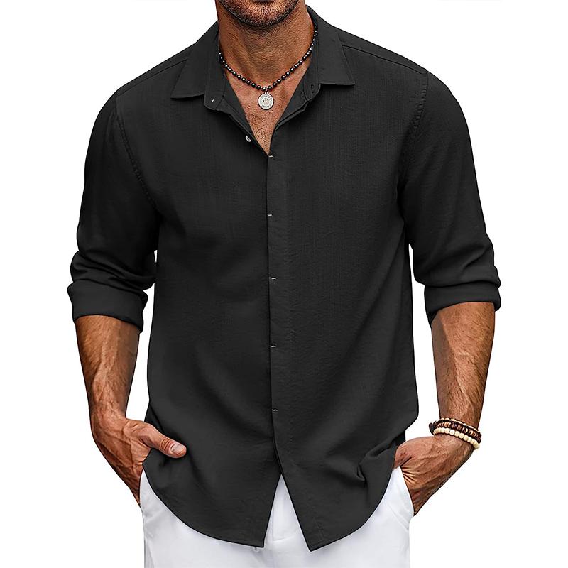 Men's Solid Loose Lapel Half Sleeve Casual Shirt