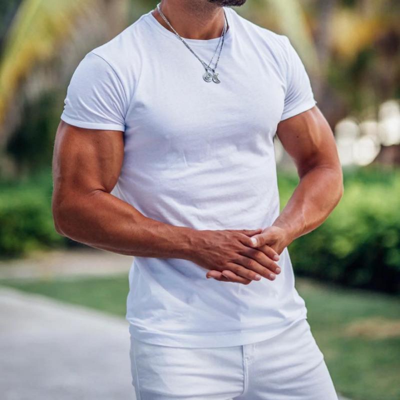 Men's Casual Solid Color Round Neck T-Shirt