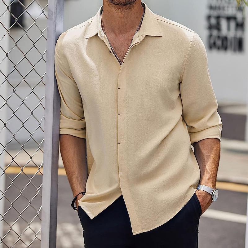 Men's Solid Loose Lapel Half Sleeve Casual Shirt